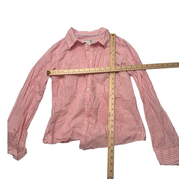 Aeropostale 2000s Vintage Pink + White Collard Polo Women Size L 100% Cotton - Picture 3 of 4